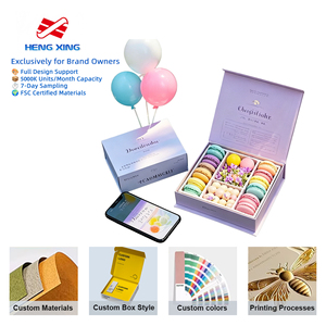 HENGXING High Quality Custom Macaron Paper <b>Box</b> Luxury Gift Packaging with Divider Made From Recycled Materials for Sushi - Product Image 1