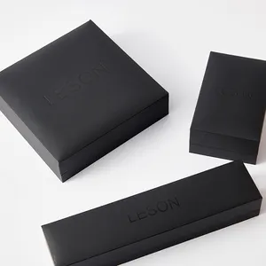 Grosir Cina Set kotak perhiasan plastik hitam mewah kustom untuk wanita
