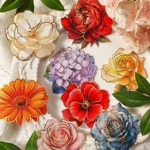 10 feuilles par paquet, série <span class=keywords><strong>Contes</strong></span> <span class=keywords><strong>de</strong></span> fleurs, autocollants DIY pour agenda, série Cross Border Long-Term Dark Shadow - Product Image 2