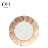 Offre Spéciale – Assiettes de Présentation Florales Orange Rayées Peintes à la Main en Porcelaine Fine – Vaisselle Écologique de Luxe pour Mariages – En Stock