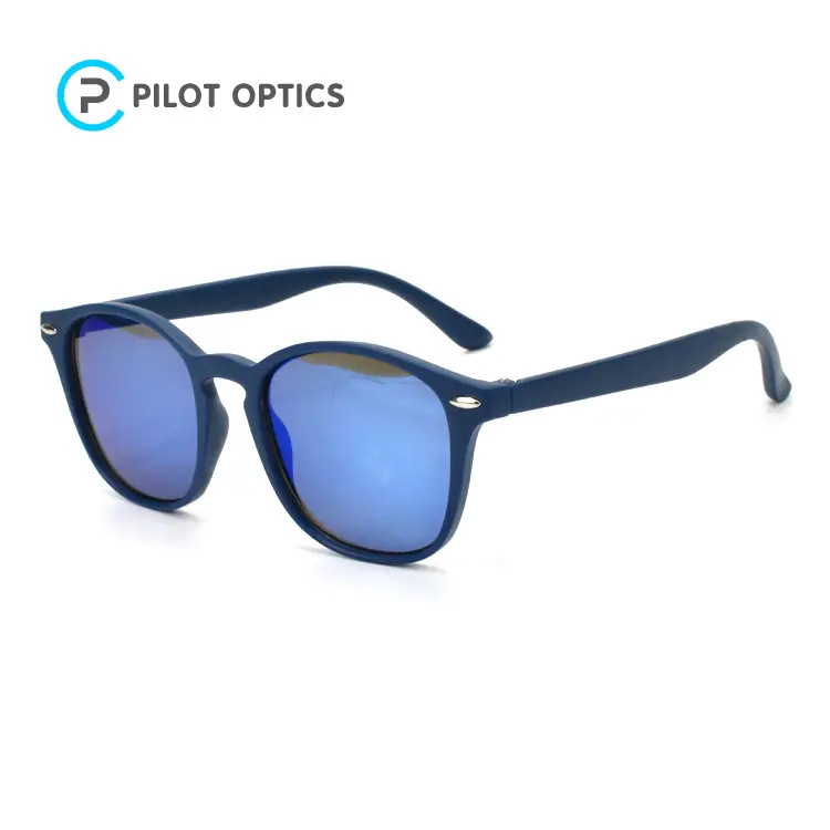 Pilot optics cool fashion blue frame boys polarized custom sunglasses