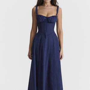 Vestido de fiesta informal personalizado elegante para mujer Formal Puff manga Bodycon con decoración de encaje Sexy Maxi vestido de noche al por mayor - Product Image 4