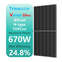 Panneaux solaires monocristallins bifaciaux de type N Topcon ultra haute efficacité Trina Vertex N G3 Commercial 650W 670W