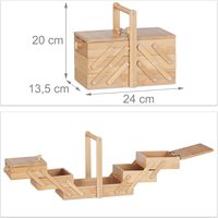Kit de couture pliable en bambou à 3 niveaux avec boîte à aiguilles