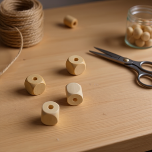 Perline in legno ILAN 20x20mm naturali per artigianato - Product Image 3