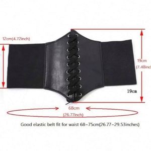 Cinturón Corsé para Mujer, Estilo Gótico, de Cuero PU, con Cordones, Ajustable, Vintage, Negro, Ancho, con Logotipo Personalizado, para Uso Promocional - Product Image 3