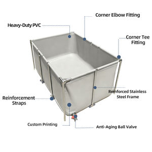 ชุดบ่อ<span class=keywords><strong>ปลา</strong></span> PVC กันน้ำระดับพรีเมียม โครงสแตนเลส ผ้าใบกันน้ำ ทนทานต่ออุณหภูมิสูง พร้อมปั๊มเติมอากาศพลังงานแสงอาทิตย์ - Product Image 2