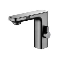 Robinet de lavabo moderne en laiton à poignée unique avec affichage de la température, mitigeur monotrou en acier inoxydable pour cuisine et salle de bain