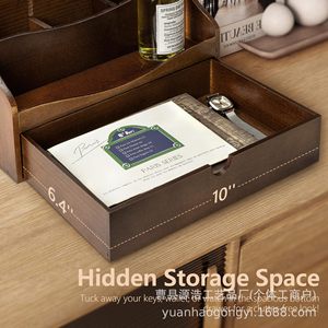 Organizador de Escritorio de Madera, Estilo Clásico Rectangular con Cajón para Almacenamiento de Oficina y Organización de Documentos - Product Image 4