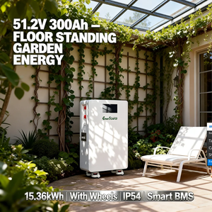 Baterai Lithium 51.2V 48V 300Ah 15kWh untuk Sistem Tenaga Surya, Terpasang di Dinding dengan Roda - Product Image 1