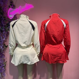Completo Casual da <span class=keywords><strong>Donna</strong></span> Primavera/Autunno: Giacca e Gonna a Palloncino, Set Due Pezzi con Giacca Patchwork e Gonna Corta - Product Image 2