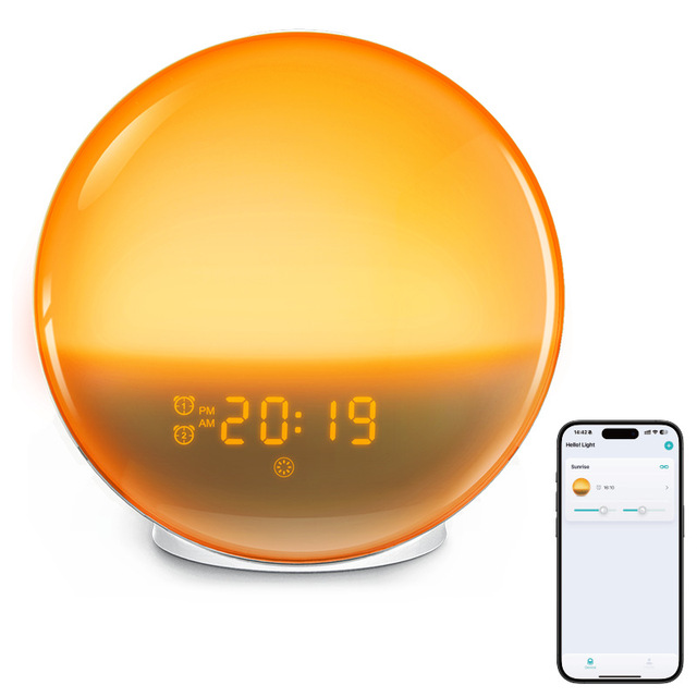 Kidsren's LED Digital Clock Alarm Light Simulated Sunrise Sunset Wake-Up Night Light Bedroom Colorful Atmosphere Electronic