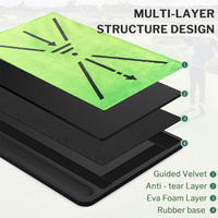 Tapis d'entraînement de golf en cuir et velours personnalisé avec base en caoutchouc antidérapante, portable, pour la pratique du swing de golf en intérieur/extérieur