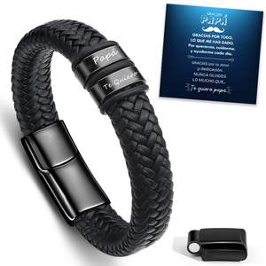 CAIOOCHE, nueva moda, <span class=keywords><strong>pulsera</strong></span> de acero inoxidable de alta calidad, <span class=keywords><strong>pulsera</strong></span> de cuero genuino con cierre magnético fuerte para hombres - Product Image 3