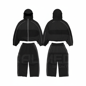 Reflective Lines 100% Nylon Trouser and <b>Jacket</b> Tracksuit Water Proof Casual Wear Windbreaker Tracksuit For <b>Men's</b> - Product Image 1