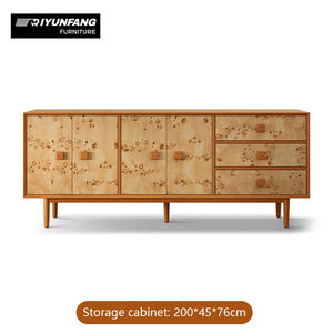 Commode à huit tiroirs en bois massif, style médiéval, motif Treetumor, avec rails de fermeture amortie, pour rangement de salon - Product Image 5