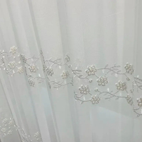 Tout notre site web produits prêts quantité minimale de commande 1 Rouleau brodé Sheer polyester tissu porte rideau tissu