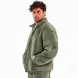 Hot Selling Coated Casual Winter Wool Cotton <b>Fleece</b> <b>Thick</b> Eco-Friendly Windproof Waterproof Jacket <b>Men</b> Custom Full Zip-up Stand - Product Image 2