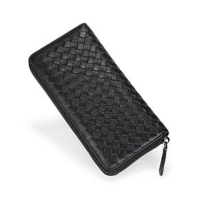 Sheepskin Woven Long Wallet for <b>Men</b> Women Korean Fashion Wallets Large Capacity Zipper <b>Clutch</b> Phone <b>Bag</b> Male Purse - Product Image 2