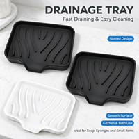 Support à Savon en Silicone Auto-Drainant avec Étiquette Gratuite, Plateau Antidérapant pour Savon en Barre avec Drainage Ondulé pour Salle de Bain et Cuisine