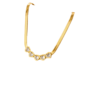 Conjunto de pulsera de collar de hueso de serpiente transparente de alta calidad a la moda, acero de titanio de circón de amor de lujo para ocasiones de regalo - Product Image 1