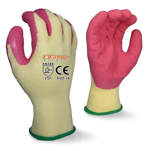 ENTE SAFETY Oil-Resistant Wrinkle Rubber Coated Light Weight Cotton Latex Professional Breathable And Flexible Gloves