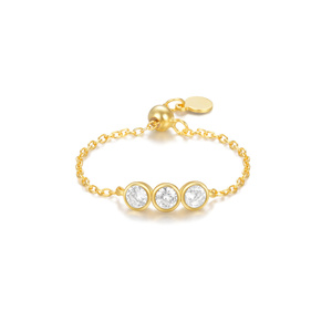 ROXI 925 Sterling <b>Silver</b> Round Micro Zircon Chain <b>Adjustable</b> <b>Ring</b> - Product Image 1