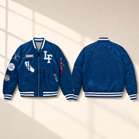 Blouson Bomber Léger Personnalisé pour Homme avec Broderies, Fermeture Éclair Métallique, Bordure Côtelée Rayée, Style Vintage Streetwear, Blouson Aviateur