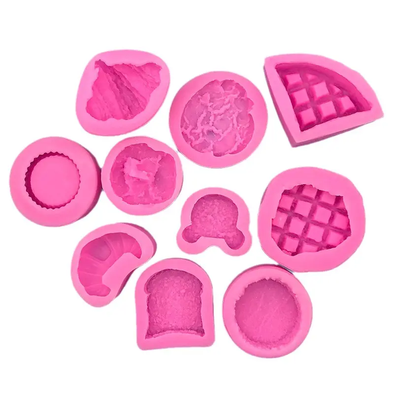 2023 DIY Waffle molde de silicona Croissant galleta Fondant pastel pan vela perfumada gota pegamento amasado molde