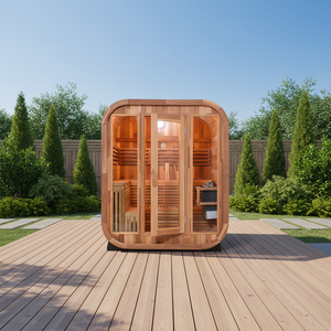 Sauna extérieur en cèdre rouge canadien pour 4 à 6 personnes, nouveau design, sauna traditionnel chauffé au bois - Product Image 1