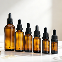 Flacons compte-gouttes en verre ambré, flacons d'huile essentielle anti-lumière, contenants vides pour sérum liquide et emballages cosmétiques pour soins de la peau