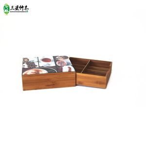 Caja de almacenamiento creativa de bambú con compartimentos para frutos secos, bolsitas de té multifuncionales y almacenamiento de aperitivos, venta al por mayor. - Product Image 3