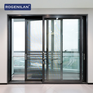 Portes coulissantes en aluminium pour balcon extérieur Rogenilan, portes vitrées, portes françaises avec moustiquaire, porte coulissante en verre - Product Image 2