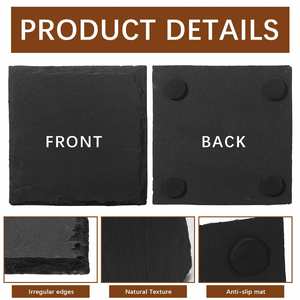 Sous-verres en ardoise noire classiques personnalisables avec logo, réutilisables, promotionnels pour restaurants, vierges pour gravure laser, vente en gros - Product Image 6