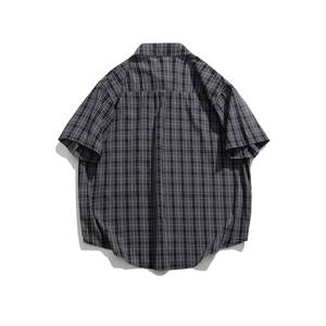 Novedad de verano para <span class=keywords><strong>hombre</strong></span>, camisa informal de manga corta a cuadros con cuello polo a la moda versátil de estilo japonés - Product Image 4