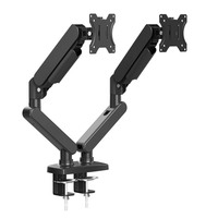 Dudukan Monitor Ganda Grosir untuk Desktop Tanpa Bor, Pengangkat 2 Monitor, Dapat Diputar 90 Derajat, Bahan Aluminium Alloy, Cocok untuk Layar 17-32 Inch