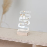 Minimaliste Acrylique Bijoux Boucle D'oreille Cintre S Forme Au Détail Goutte Boucle D'oreille Piercing Affichage Stud Boucle D'oreille Titulaire Avec Base En Bois