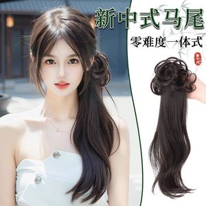 New Chinese Style Ponytail Long Hair With Clip Simulated <b>Braid</b> Ancient Look Hanfu Cheongsam Wig <b>Accessory</b> - Product Image 3