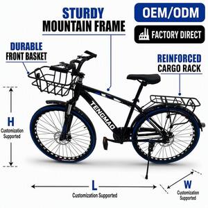 Vélo Enfant Tout-Terrain 20 <span class=keywords><strong>Pouces</strong></span> Noir en Acier Carbone Haute Résistance avec Panier Avant et Porte-Bagages Arrière pour Livraison Rapide – Vente en Gros - Product Image 2