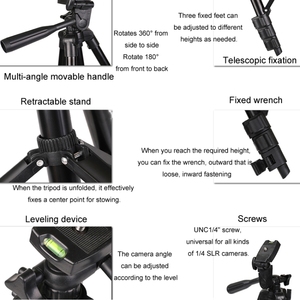 Xách tay nhôm DSLR Máy ảnh sống Tripod nhiếp ảnh có thể thu vào hạ cánh khung, đặc điểm kỹ thuật: 102cm Tripod + clip + Túi - Product Image 2