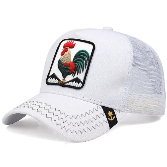 ที่กําหนดเองพิมพ์สัตว์ปักโลโก้ 100 โพลีเอสเตอร์ 5 แผงหมวกไก่กีฬาเบสบอลโฟม Trucker หมวก Gorras Originales