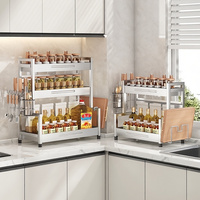 Étagère de rangement pour épices en acier inoxydable avec planche à découper, porte-couteaux et porte-baguettes pour l'organisation du comptoir de cuisine