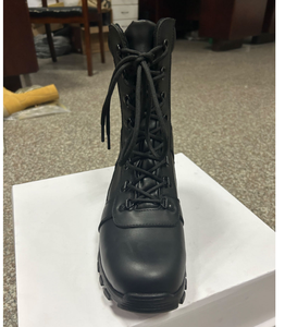 Bottes tactiques pour hommes en cuir pleine fleur noir personnalisées DFS12 - Product Image 4