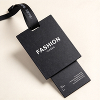 Étiquettes de vêtements personnalisées de luxe avec logo, étiquettes noires en carton pour vêtements, étiquettes spéciales en papier pour T-shirts, vestes, sacs recyclables pour entreprises