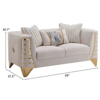 Ensemble de canapé sectionnel en velours crème en forme de L avec design minimaliste pour la décoration intérieure de la salle de séjour d'un hôtel ou d'une villa