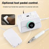 Nouvelle perceuse à ongles professionnelle 45000 tr/min avec capteur d'arrêt automatique intelligent et pédale, lime à ongles électrique pour salon de manucure