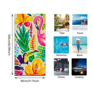 Toalla de playa con diseño de flamencos y flores tropicales, extragrande, de secado rápido, ligera, sin arena, para viajes, piscina, camping - Product Image 5