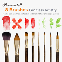 Panwenbo – Lot de 8 pinceaux professionnels en poils de Kolinsky pour aquarelle, idéal pour artistes débutants et en voyage
