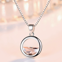 Collier pendentif en laiton romantique, petit et mignon, demi-zircon, taille brillant, imitation rhodié, chaîne en boîte pour femmes et filles