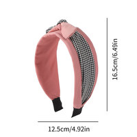 Serre-tête large en tissu à nœud, motif écossais color block, antidérapant, pour femme, accessoire de mode pour le quotidien et les trajets